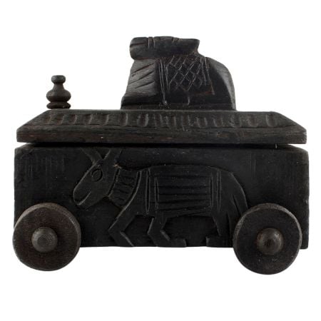 Vintage Handcrafted Old Nandi Wooden Spice Box Masala Dabba Spice Box